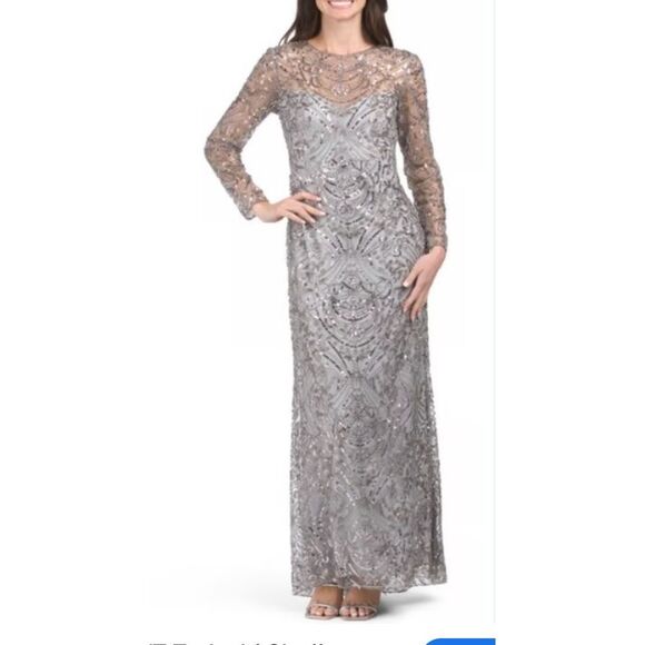 Tadashi Shoji NWT Beaded Mesh Sequin Gown Size 6 - Picture 1 of 16